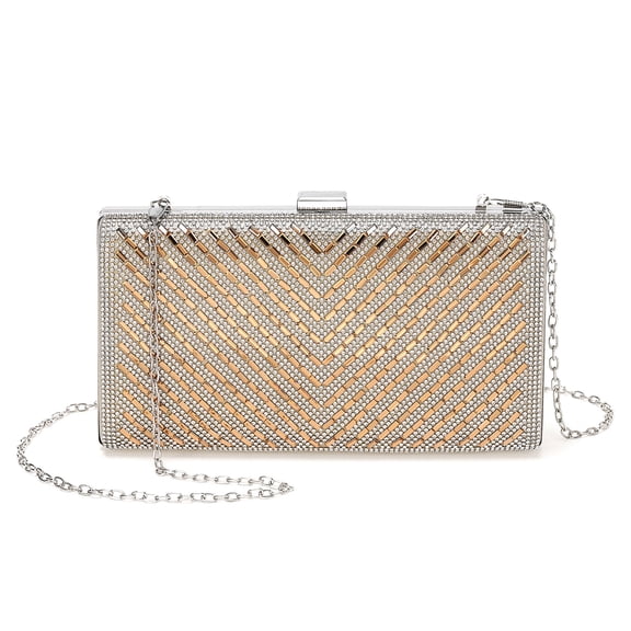 Uxcell Evening Bags Clutch Purses for Women Formal, Crossbody Handbags Rhinestone Sequins Metal Clasp Purse Sparkly for Wedding Guest Party Cocktail Gold