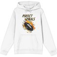 thumbnail image 4 of "Perfect Spirals" Flaming Football Adult White Long Sleeve Hoodie-XL, 4 of 6