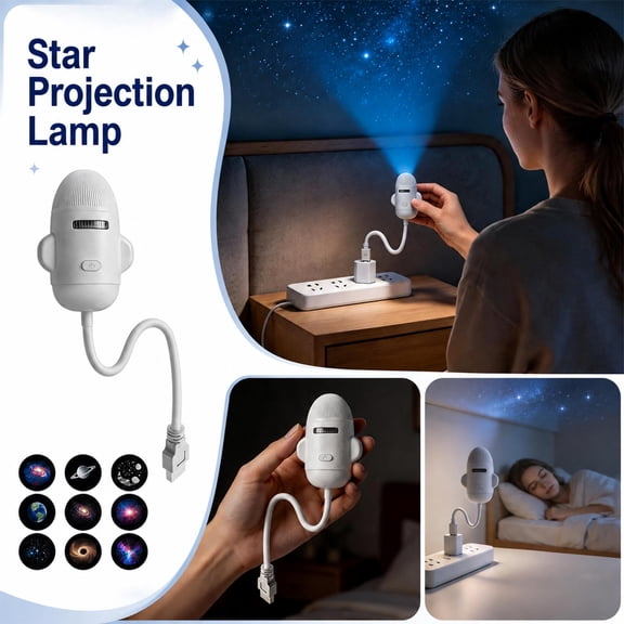360° Adjustable Plug-and-Play Hd Star Projector, 2 In 1 Galaxy Projector Night Light for Bedroom Ceiling Wall Room Decor (With 3 Projection Films)