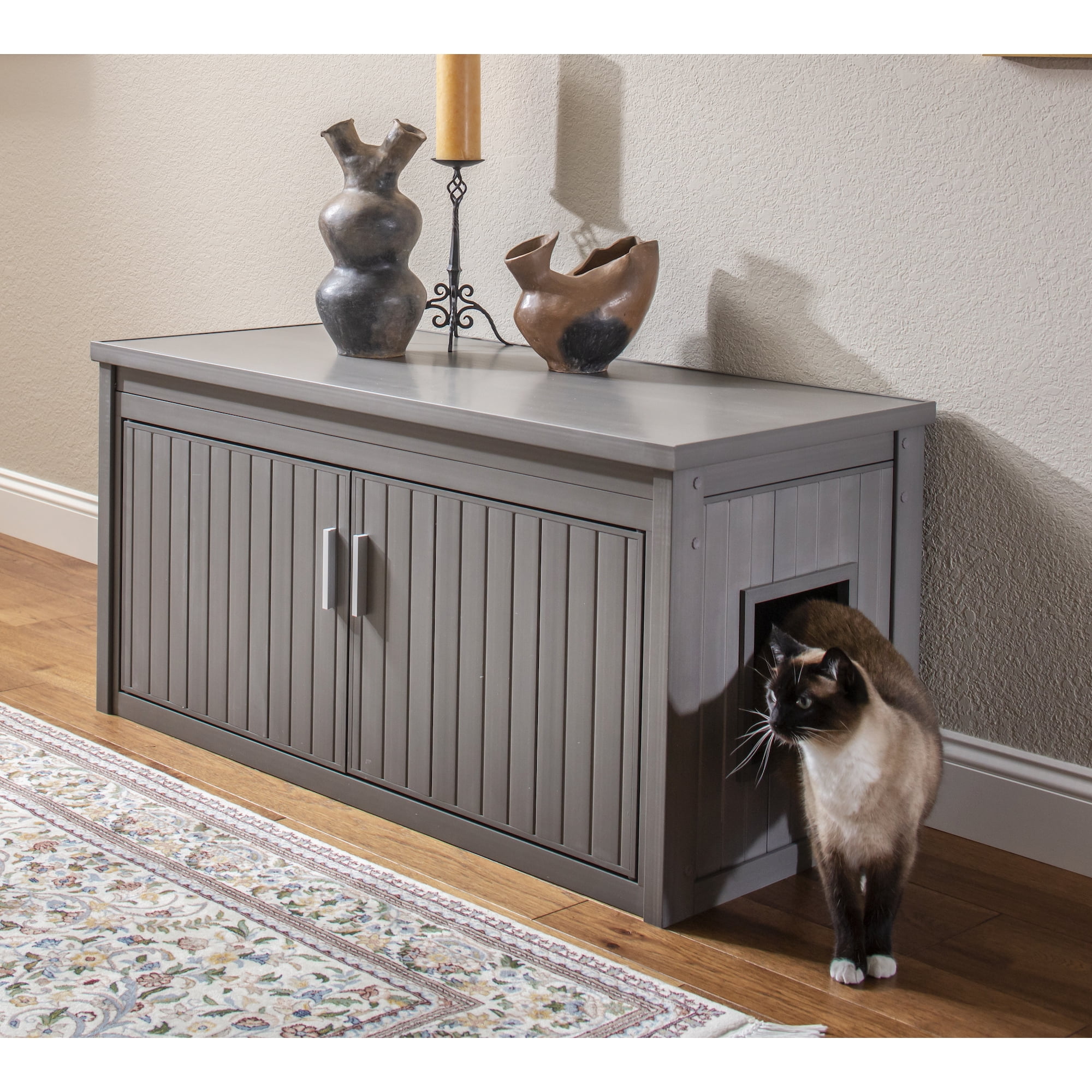 New Age Pet® ECOFLEX® Litter Loo® Bench - Durable Composite Cat Litter Box Enclosure, Moisture and Odor Resistant, Easy Assembly, Available in Espresso, Russet Brown, Antique White, Gray