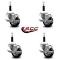 thumbnail image 2 of 3 Inch Black Poly Swivel 7/8 Inch Expanding Stem Caster Set with Brake SCC, 2 of 2