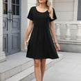 thumbnail image 5 of Sentmoon Women Dress Elegant Short Sleeve Crew Neck Long Dress Solid Color Breathable Loose Fit Athletic Dress for Women with Pockets Beach Day Essentials for Nightlife and Dancing, 5 of 9