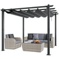 thumbnail image 4 of KFFKFF 10'x10' Aluminum Pergola, Outdoor with Retractable Sun Shade Canopy, Ideal for Patio, Garden, Deck, Backyard - Gray, 4 of 9