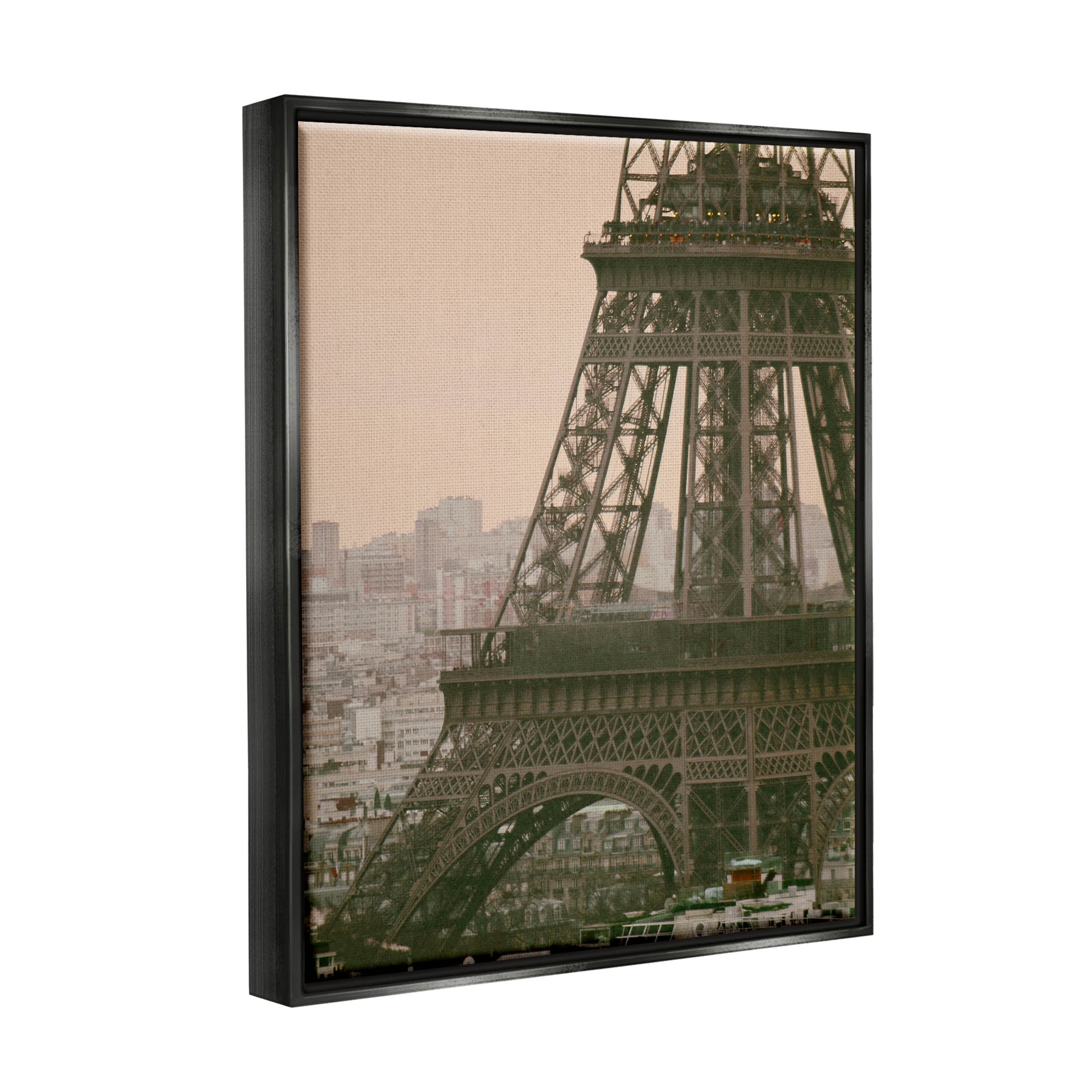 Eiffel Tower Paris Skyline Town & City Photograph Jet Black Framed Art Print Wall Art