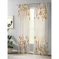 thumbnail image 4 of Sheer Curtains 84 inches Long 2 Panels Set Fall Plants Watercolor Ginkgo Wildflowers Linen Texture Tiers Sheers Rod Pocket Small Window Short Curtains for Kitchen Cafe, Each 52" W x 84" L, 4 of 7