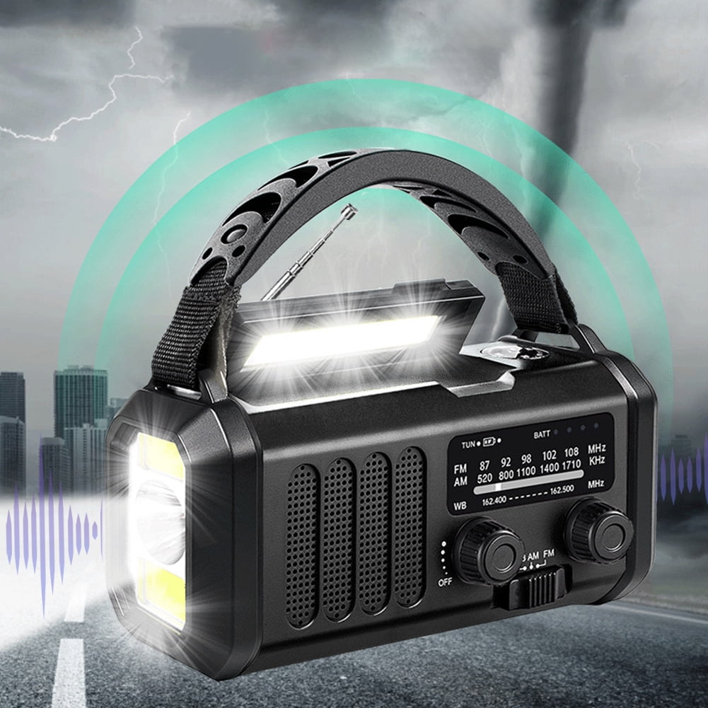 HUISZJ Solar Powered Radio, Emergency Hand Crank Radio with Flashlight Reading Lamp, Portable Weather Radio AM/FM Survival Radio for Outdoor Camping Emergency