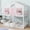 Pink+White, variant on Harper & Bright Designs House Shaped Bunk Bed Twin over Twin with Roof and Windows, Wood Floor Bunk Bed Frame with Door, Ladder and Guardrail, Grey