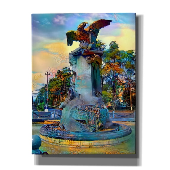 Epic Graffiti 'Toluca Mexio Fountain Eagle Firmado' by Pedro Gavidia, Canvas Wall Art, 40"x54"