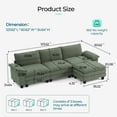 thumbnail image 3 of Linsy Home 123" Oversized Modular Sectional Sofa with Movable Ottoman, 3-Seat L Shaped Cloud Couch for Living Room, Green, 3 of 11