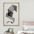 thumbnail image 3 of PixonSign Framed Canvas Print Wall Art Geometric Mid-Century Gray Black Line Pattern Abstract Shapes Illustrations Modern Art Decorative Minimal for Living Room, Bedroom, Office - 16"x24" Natural, 3 of 5