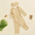 thumbnail image 6 of YDFCWXW Baby Girl Clothes Spring Solid Color Long Sleeve Ribbed Bodysuit Romper Pants Set (Yellow, 12-18 Months), 6 of 6