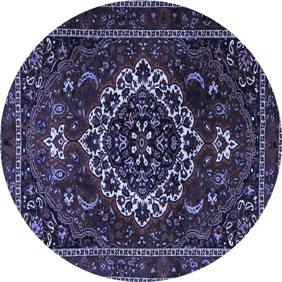 Ahgly Company Indoor Round Medallion Blue Traditional Area Rugs, 7' Round