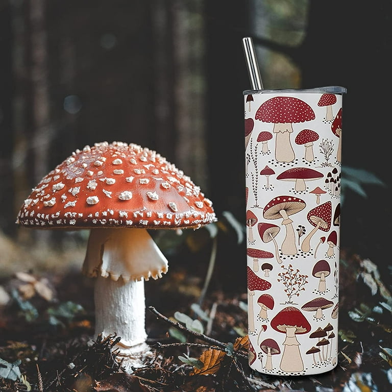 Forest Nature Tumbler, Mushroom Woodland Thermal Tumbler 16 Oz Coffee Cup,  Mystical Forest Travel Mug With Lid Stainless Steel Glossy Tumber 