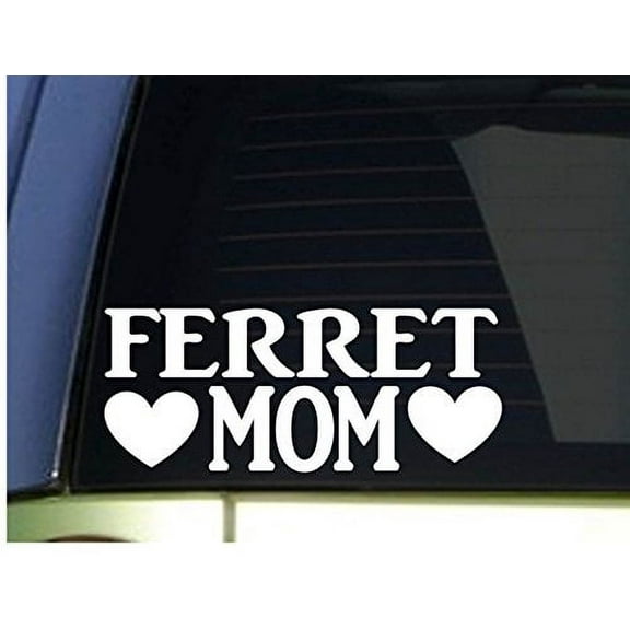 Ferret Mom sticker *H344* 8.5 inch wide vinyl cage harness training book