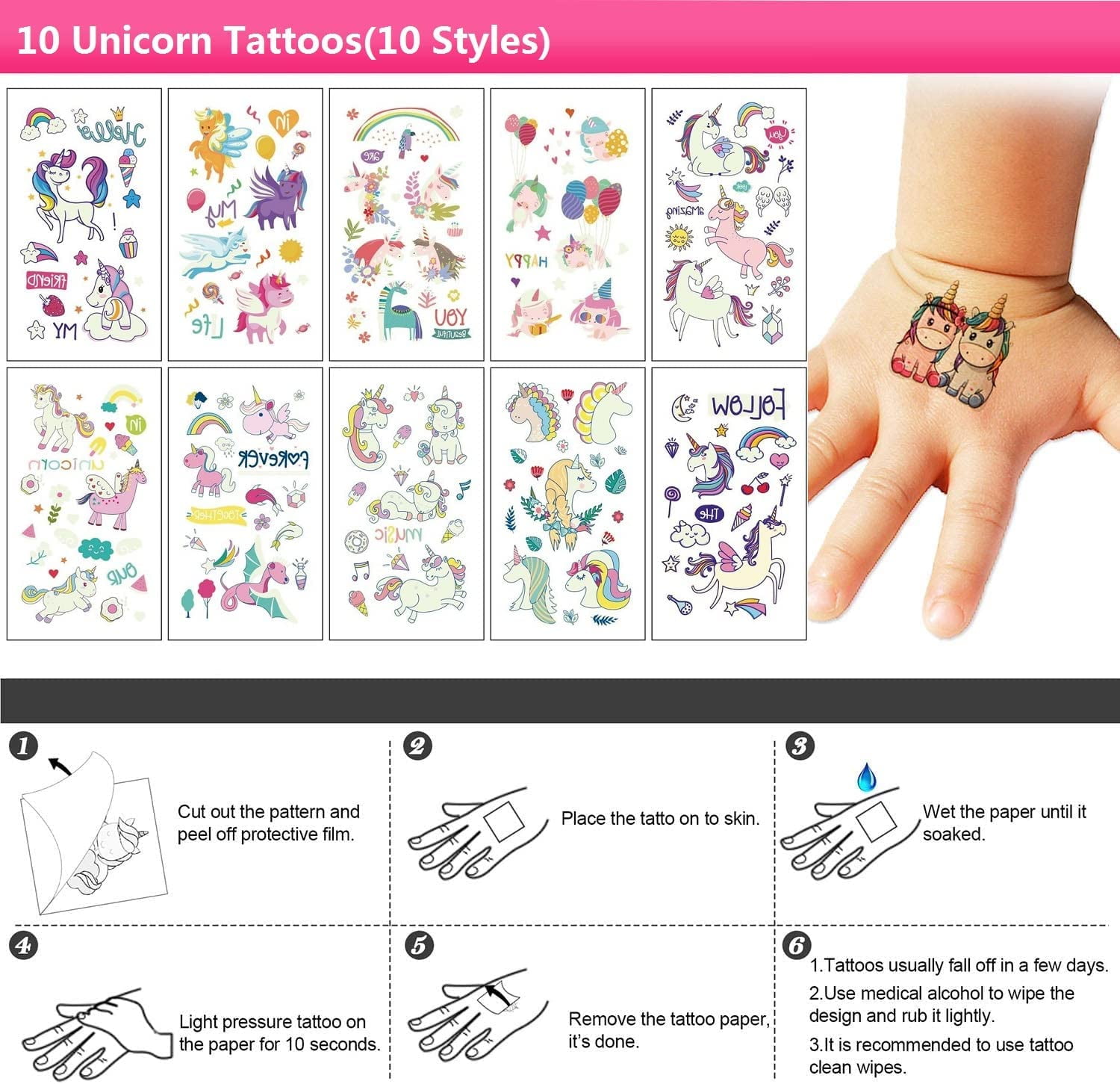 Americasfavors Unicorn Party Favors for Kids Bundle (12 of Each Item) Slime, Bags, Rings, Tattoo & Keychains