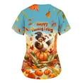 thumbnail image 4 of Xfvqtps Thanksgiving Scrub Tops for Women Soft V-Neck Scrubs Comfortable Nursing Uniforms Short Sleeve Tops Turkey Print Blouse Protective Clothing Working Uniforms with Pockets Red, 4 of 6