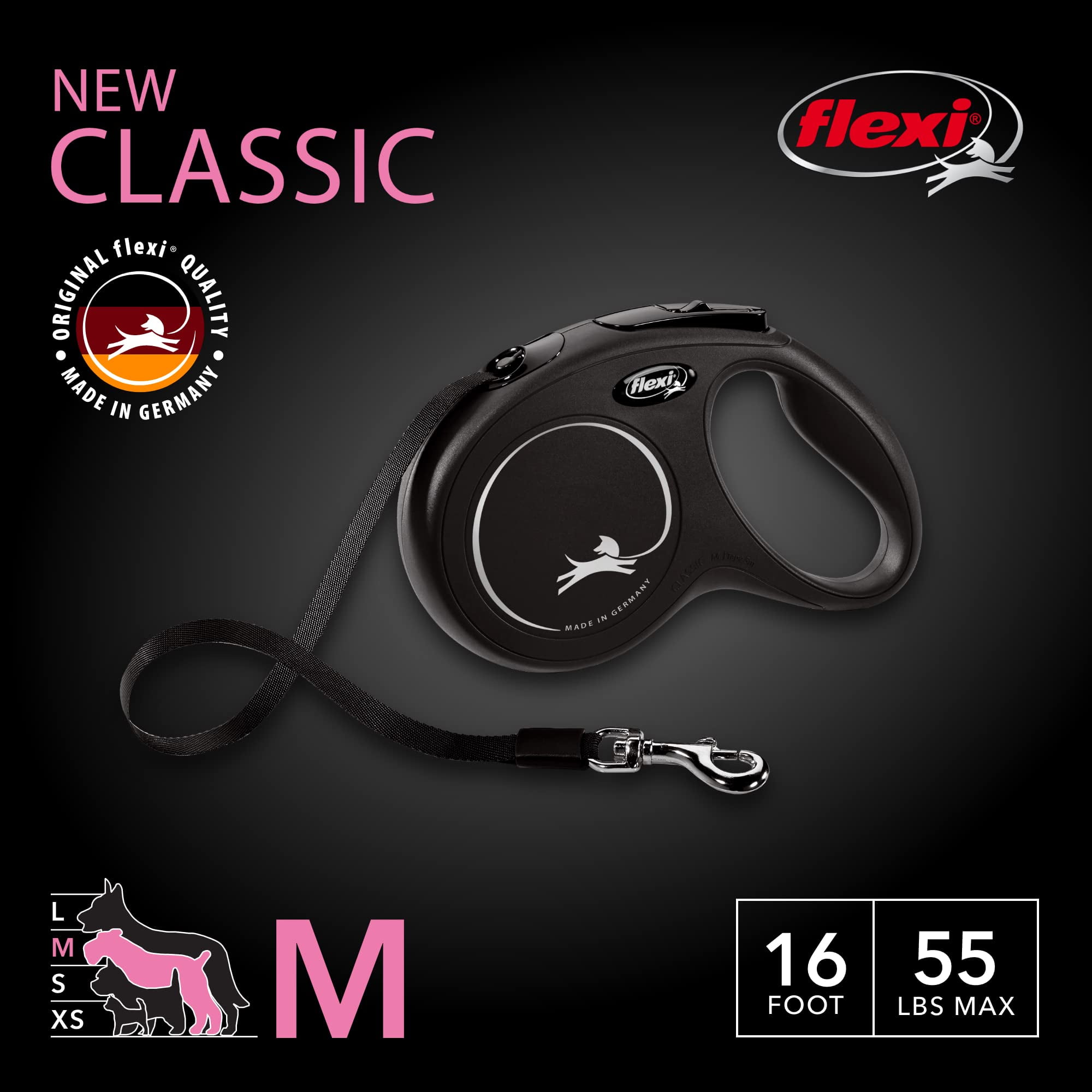 Flexi® Classic Tape for Small Animals Black Color Medium 5 M
