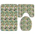 thumbnail image 1 of ABPHQTO Luau Tropical Clima Vida Silvestre Inspirado En La Selva Estilo Patchwork Pájaros Loro Juego de alfombras de baño de 3 piezas Alfombra de baño Alfombra de contorno y tapa de inodoro, 1 of 2