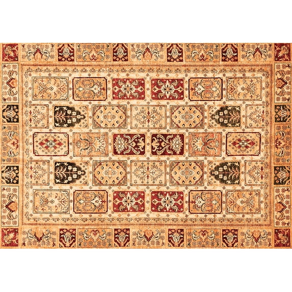 Ahgly Company Indoor Rectangle Abstract Orange Modern Area Rugs, 5' x 7'