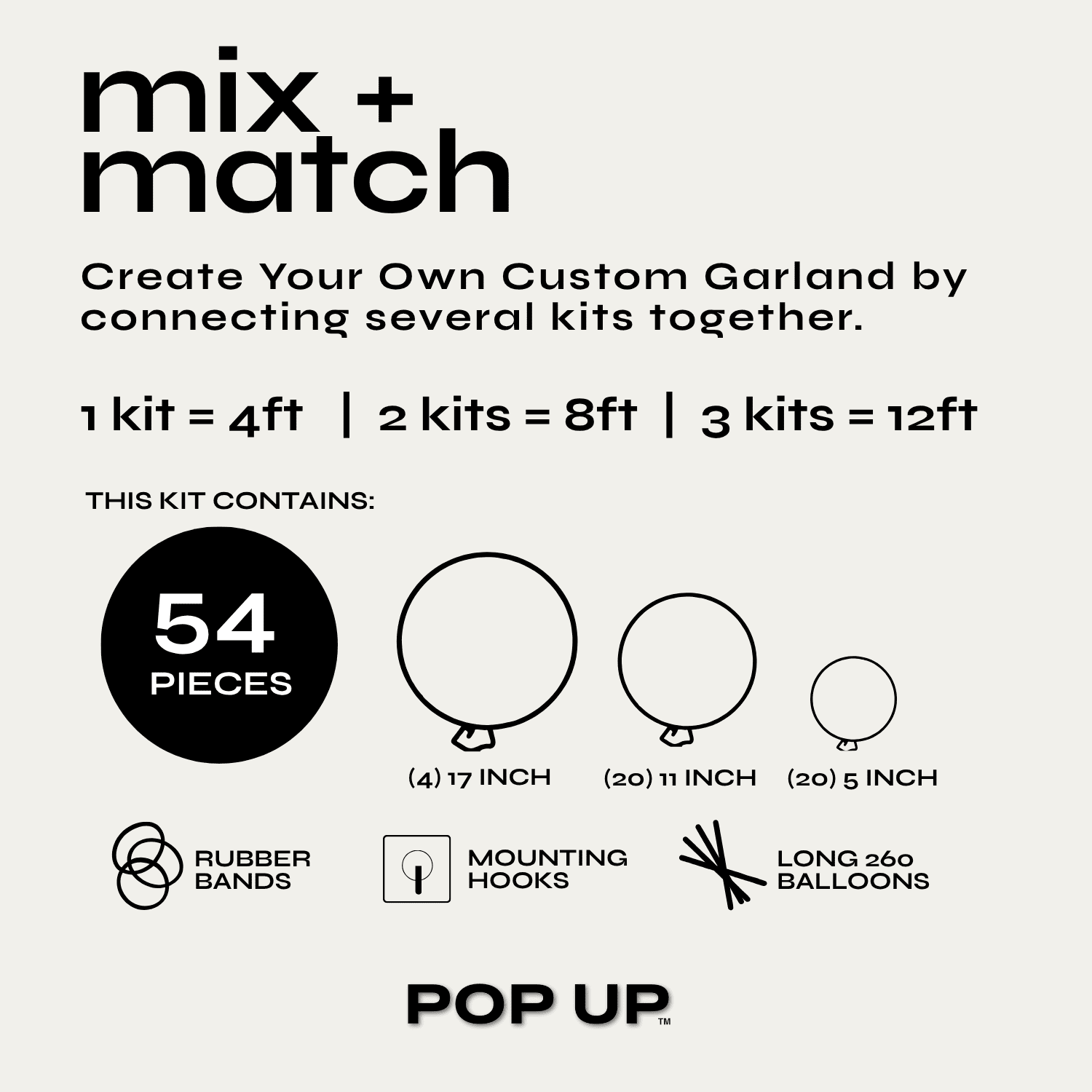 Pop Up Balloon Garland Kit, Mix & Match Baby Pink 4ft Professional Grade Latex Balloon Arch