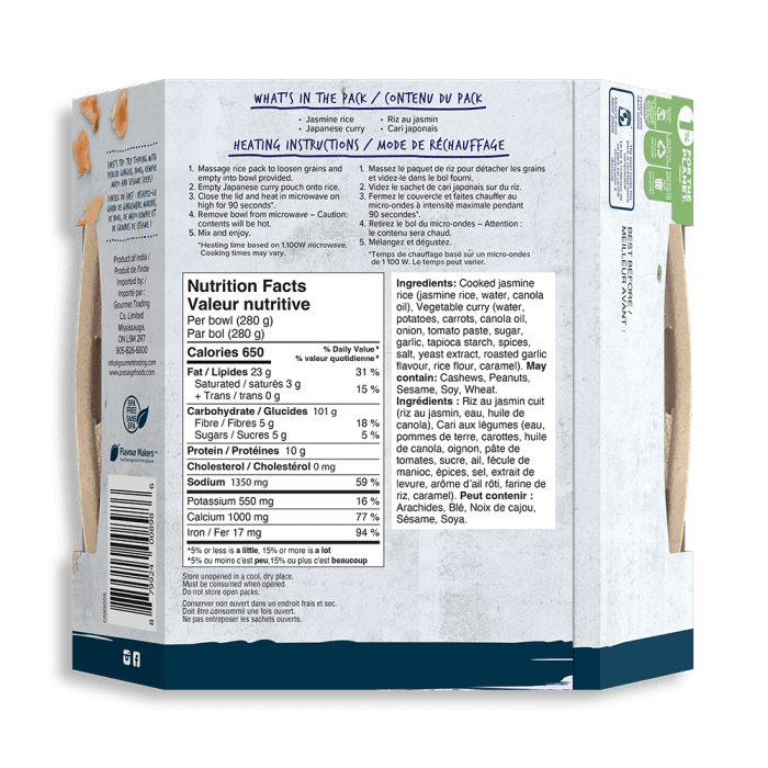 Passage to Asia - Bol de curry de légumes Japonais (280g)