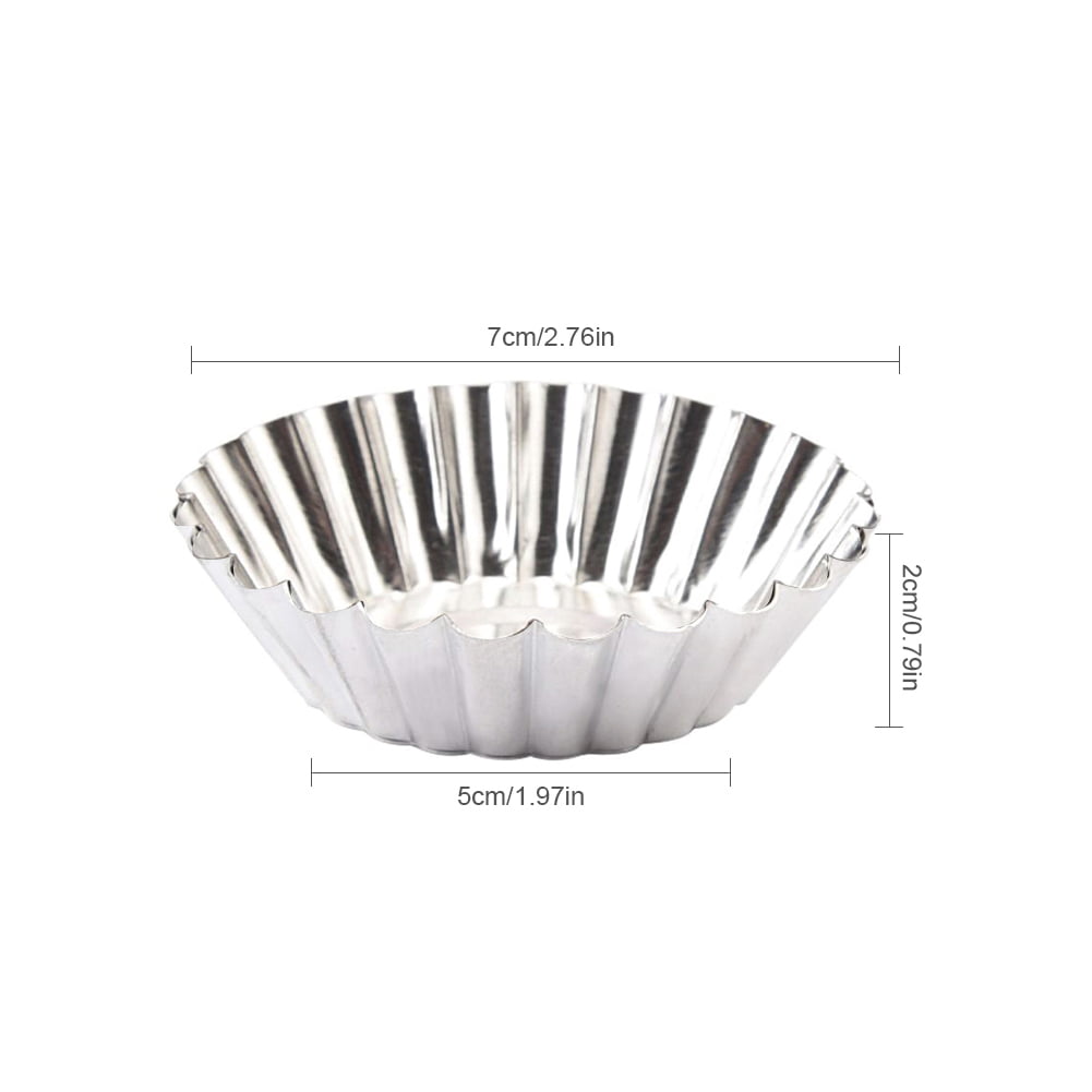 Guestway Muffin Egg Tart Cupcake Cake Cookie Mold Pudding Mould Baking Quality Stainless Steel Reusable Round Bakeware Tool Silver Pack of 10PCS Big Style 