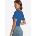 thumbnail image 6 of Womens Summer Short Sleeve T Shirts Knit Slim Fit One Piece Cutout Scoop Neck Going Out Date Night Tops, 6 of 6