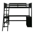 thumbnail image 5 of Twin Size Loft Bed with 3 Storage Shelves and Built-in Desk, Wooden Loft Bed Frame with Convertible Ladder and Guardrails, No Box Spring Needed, Espresso 78.1"L x 41.8"W x 72"H, 5 of 7