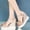Gold, variant on Women's Pearl & Crystal Embellished Wedge Sandals, Open Toe Ankle Strap Platform Heels, Glam Summer Shoes for Wedding, Party Pink 40