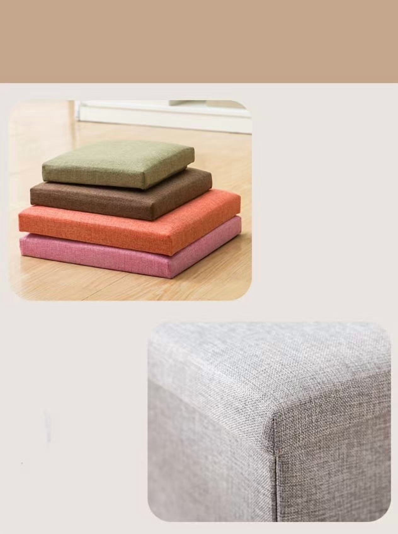 15" Collapsible Storage Ottomans, Square Space-Saving Storage Stool, Beige