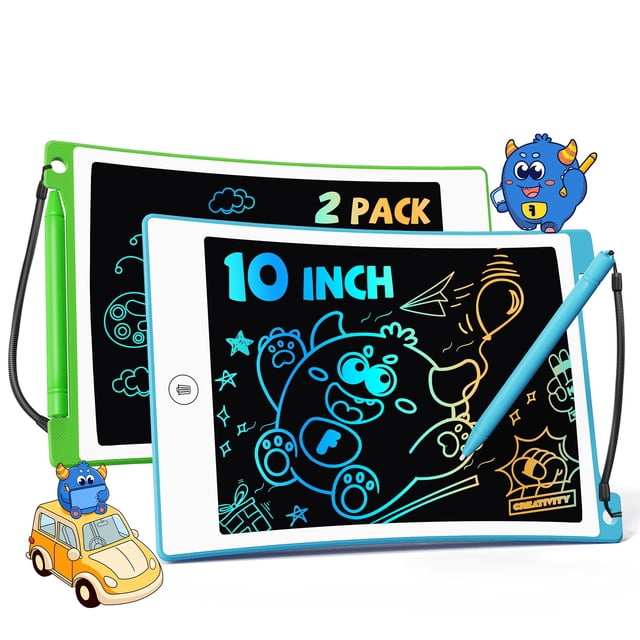 Tableta de dibujo TEKFUN LCD de 10 pulgadas para niños con lápiz capacitivo, paquete de 2, azul