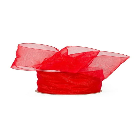 5/8" Wide Red Shimmer Sheer Organza Ribbon - 25 Yards (1430)