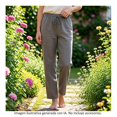 thumbnail image 4 of Pantalón George para Dama de Lino con Resorte y Jareta Verde Talla G, 4 of 4