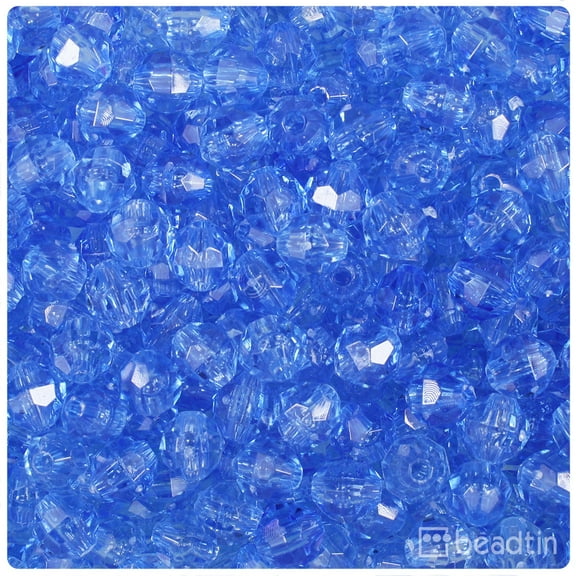 BeadTin Medium Sapphire Transparent 8mm Faceted Round Craft Beads (450pcs)