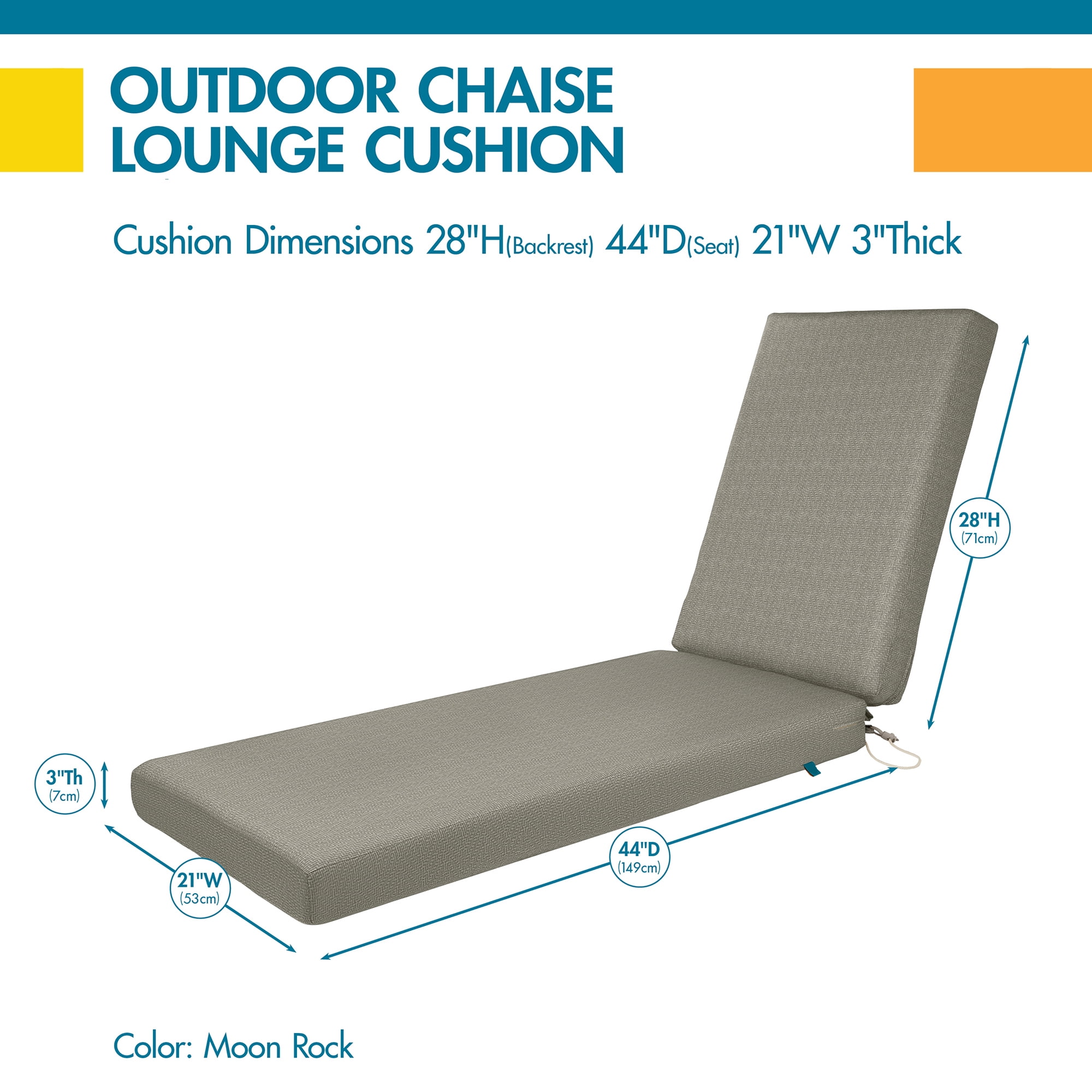 DUCKCOVERS® Weekend All-Weather Outdoor Chaise Cushion