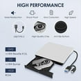 thumbnail image 3 of Unidad Externa de CD DVD +/-RW, USB 3.0 y USB-C Reproductor PortáTil de Grabadora de CD y DVD ROM Lector Escritor Regrabador Unidad de Disco,, 3 of 5