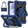 thumbnail image 2 of SaniMore Case for Samsung Galaxy Tab A7 Lite 8.7 inch 2021 Model (SM-T220/T225), Shockproof Shoulder Strap 360° Rotating Handle Bracket Pencil Holder Tri-layer Hybird Anti-drop Kids Shell, Black+Navy, 2 of 9