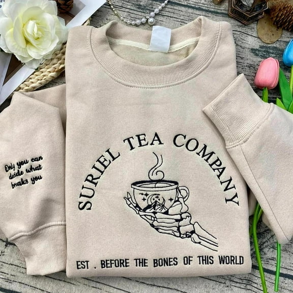 Suriel Tea Company Embroidered Sweatshirt, Acotar Bookish, A Court Of Thorns And Roses, Unisex Sweatshirt-LINHKHA