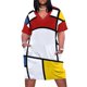 thumbnail image 2 of Mondrian Grid Loose Pocket Dress summer dress korean women luxury dresses, 2 of 7