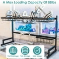 thumbnail image 5 of YouLoveIt 2 Tier Dish Drying Rack Extendable Over Sink Dish Rack and Drainboard Set Dish Rack Drainer Shelf for Kitchen Counter Space Saving Stainless Steel Storage Rack, 5 of 9