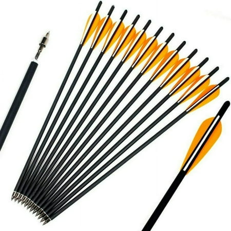 Estbridge 12pcs 20" Carbon Shaft Bio Crossbow Bolts Arrows Screw-in Removable Arrowhead Moon Nocks for Archery Hunting