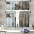 thumbnail image 1 of Brown Kitchen Window Curtains Valance and Tier Set 36 Inch, Grey White 3 Piece Set Rod Pocket Short Curtains for Window, Modern Abstract Art Window Treatment Tiers for Living Room, 1 of 5