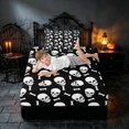 thumbnail image 5 of Homewish Happy Halloween Twin Sheets, Gothic Skull Bone Bedding, Black White, 3 Pieces (1 Flat Sheet, 1 Fitted Sheet and 1 Pillowcase), 5 of 6