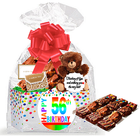 - 56th Birthday / Anniversary Gourmet Food Gift Basket Chocolate Brownie Variety Gift Pack Box (Individually Wrapped) 12pack