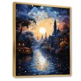 thumbnail image 2 of Designart "Blue Canal Surreal Waterways Painting II" Cityscapes Floater Framed Canvas Art Print, 2 of 7