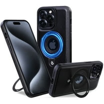 Dteck Case for iPhone 13 Pro Max ,Shockproof Leather Magnetic Mag Safe Case Hybrid Rubber Built-in invisible Mag Kickstand Cover,Black