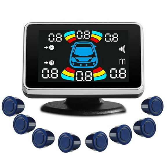 8 Parking Sensor Parktronic Car Automobile Reversing Radar Electronics Rear Auto Detector Backing Assistance Buzzer D,1 * monitor 8 * probes,Dark Blue