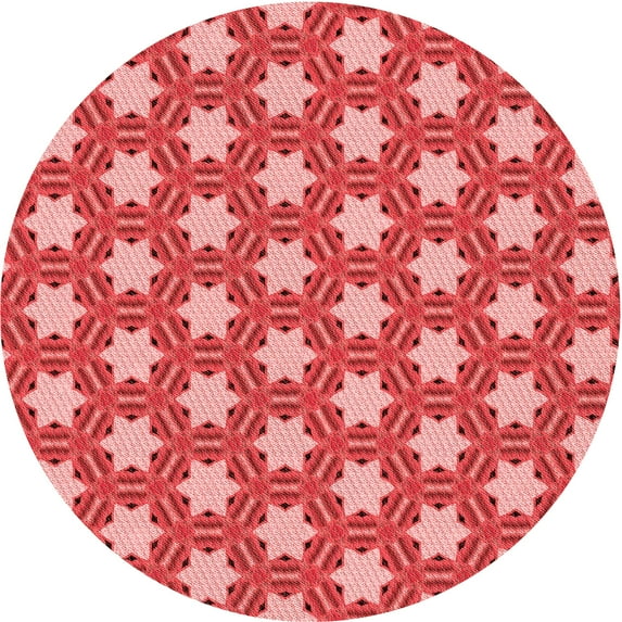 Ahgly Company Machine Washable Indoor Round Transitional Pastel Red Pink Area Rugs, 5' Round
