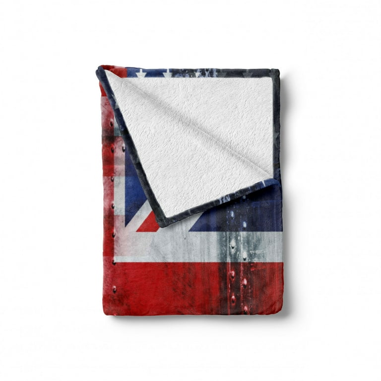 Union Jack Soft Flannel Fleece Throw Blanket Alliance Togetherness Theme Composition of UK and USA Flags Vintage Cozy Plush for Indoor and Outdoor