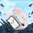thumbnail image 4 of moogdieeo 2 Pack Case Built in Tempered Glass Screen Protector Compatible with Apple Watch Series 9/Series 8/Seriee 7 45mm, Hard PC Case Overall Protective Cover- 1 Pink + 1 Transparent, 4 of 12